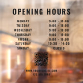 Minimalistische QR-code Zakelijke openingstijden z Raamsticker (Vel 2)