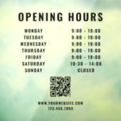 Minimalistische QR-code Zakelijke openingstijden z Raamsticker (Vel 3)