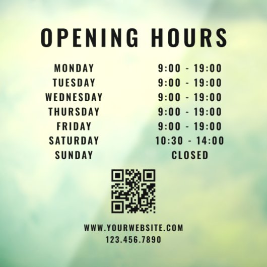 Minimalistische QR-code Zakelijke openingstijden z Raamsticker (Vel 3)