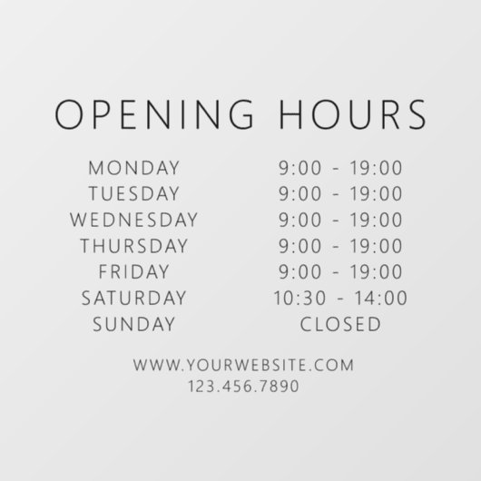 Minimalistische QR-code Zakelijke Openingstijden Z Raamsticker (Vel)