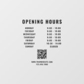 Minimalistische QR-code Zakelijke openingstijden z Raamsticker (Vel)