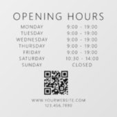 Minimalistische QR-code Zakelijke Openingstijden Z Raamsticker (Vel)