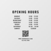 Minimalistische QR-code Zakelijke openingsuren Zwa Raamsticker (Vel)