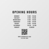 Minimalistische QR-code Zakelijke openingsuren Zwa Raamsticker (Vel)
