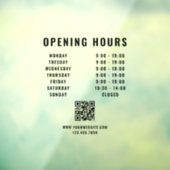 Minimalistische QR-code Zakelijke openingsuren Zwa Raamsticker (Vel 3)