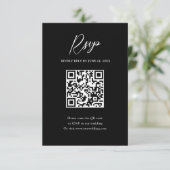 Minimalistische QR-code zwart-wit bruiloft RSVP Kaartje (Staand voorkant)