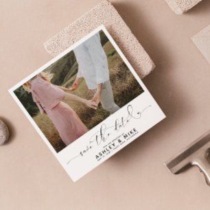 Minimalistische QR-code Zwart-wit foto bruiloft Save The Date