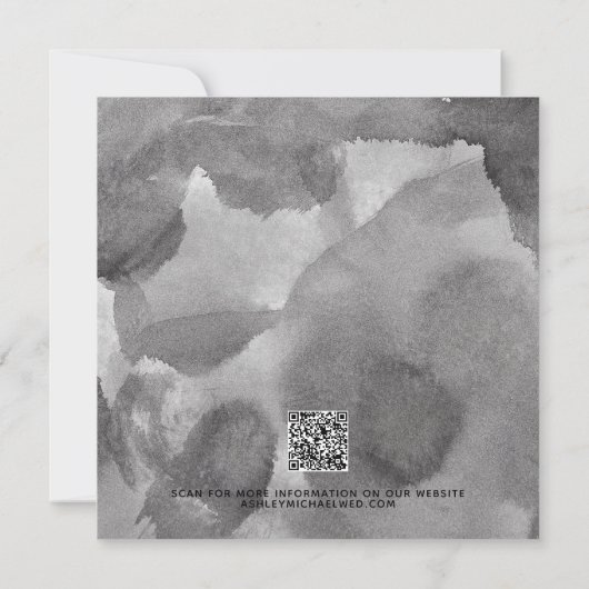 Minimalistische QR-code Zwart-wit foto bruiloft Save The Date (Achterkant)