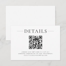 Minimalistische QR-code zwart-wit trouwdetails Informatiekaartje
