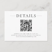 Minimalistische QR-code zwart-wit trouwdetails Informatiekaartje (Voorkant)