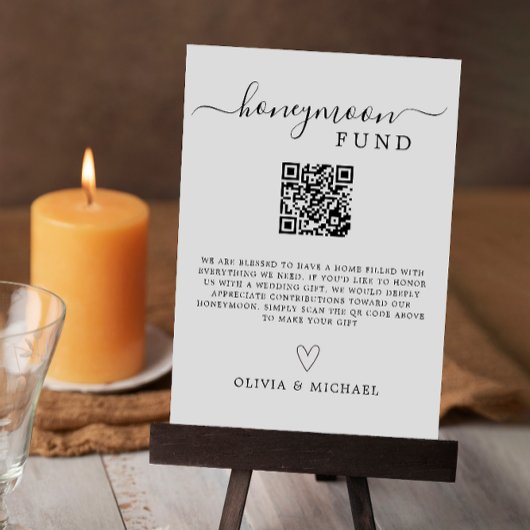 Minimalistische QR-codebord voor huwelijksreis-fon Kaart
