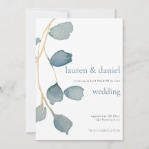 Minimalistische QR Dusty Blue bruiloft