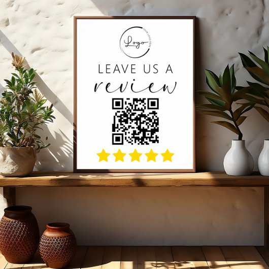 Minimalistische QR Laat ons een Review Logo Poster