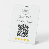 Minimalistische QR Laat ons een Review Logo Reclamebord Met Voetstuk (Voorkant)