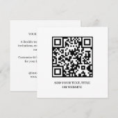 Minimalistische QR | Modern Tekstontwerp Kaart (Voorkant / Achterkant)