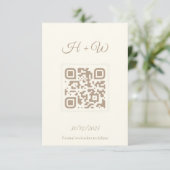 Minimalistische QR Save the Date | Elegant Cream W Bedankkaart (Staand voorkant)