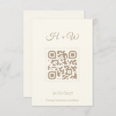Minimalistische QR Save the Date | Elegant Cream W Bedankkaart (Voorkant / Achterkant)