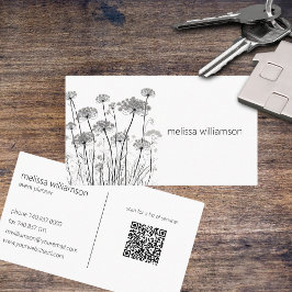 Minimalistische Queen Anne's Lace QR Code Visitekaartje