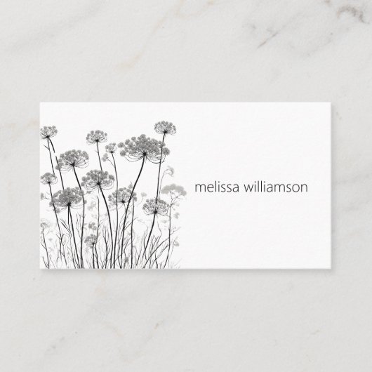 Minimalistische Queen Anne's Lace QR Code Visitekaartje (Voorkant)