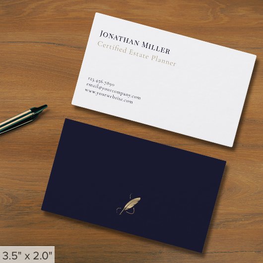 Minimalistische Quill-Logo Visitekaartje