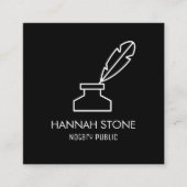 Minimalistische Quill Pen Outline Notaris Openbaar Vierkante Visitekaartje (Voorkant)