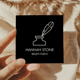 Minimalistische Quill Pen Outline Notaris Openbaar Vierkante Visitekaartje
