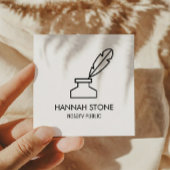 Minimalistische Quill Pen Outline Notaris Openbaar Vierkante Visitekaartje