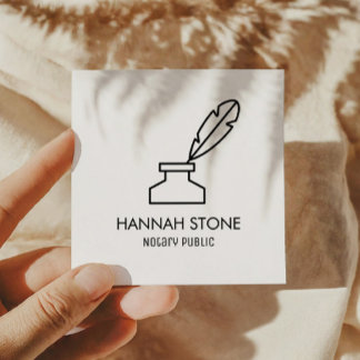 Minimalistische Quill Pen Outline Notaris Openbaar Vierkante Visitekaartje