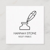 Minimalistische Quill Pen Outline Notaris Openbaar Vierkante Visitekaartje (Voorkant)