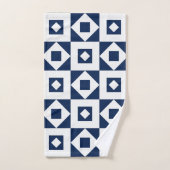 Minimalistische Quilt Navy White Bad Handdoek (Handdoek)