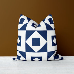Minimalistische Quilt Navy White Sierkussen