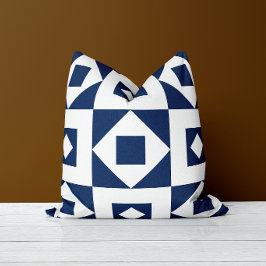 Minimalistische quilt navy witte kussenhoes kussen