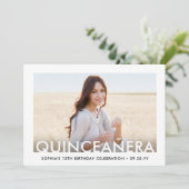 Minimalistische Quinceañera foto overlay 15e verja Kaart (Staand voorkant)