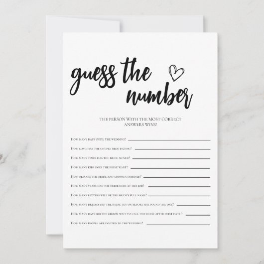 Minimalistische Raad het Nummer Vrijgezellenfeest Kaart (Voorkant)