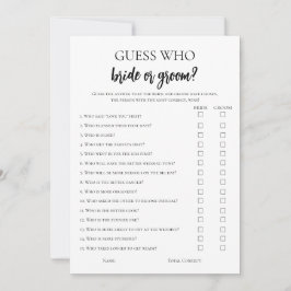 Minimalistische raad wie bruid of bruidegom spel K Kaart