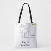 Minimalistische Ragdoll-kat Custom Name Boodschapp Tote Bag (Voorkant)