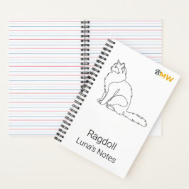 Minimalistische Ragdoll-kat Gepersonaliseerde naam Notitieboek