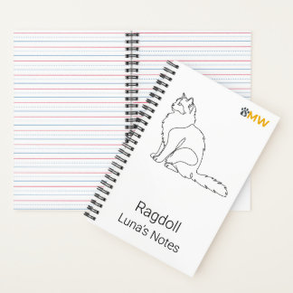 Minimalistische Ragdoll-kat Gepersonaliseerde naam Notitieboek