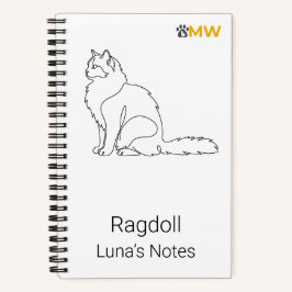 Minimalistische Ragdoll-kat Gepersonaliseerde naam Notitieboek