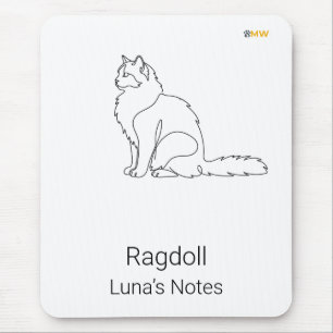 Minimalistische Ragdoll-kat met eigen naam bureaum Muismat