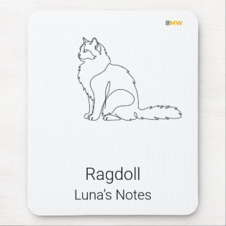 Minimalistische Ragdoll-kat met eigen naam bureaum Muismat