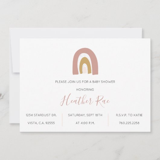 Minimalistische Rainbow Theme Blush Mosterd Roze B Kaart (Voorkant)