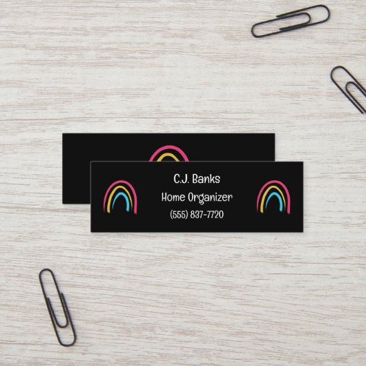 Minimalistische Rainbows Mini Visitekaartjes (Voorkant / Achterkant in situ)