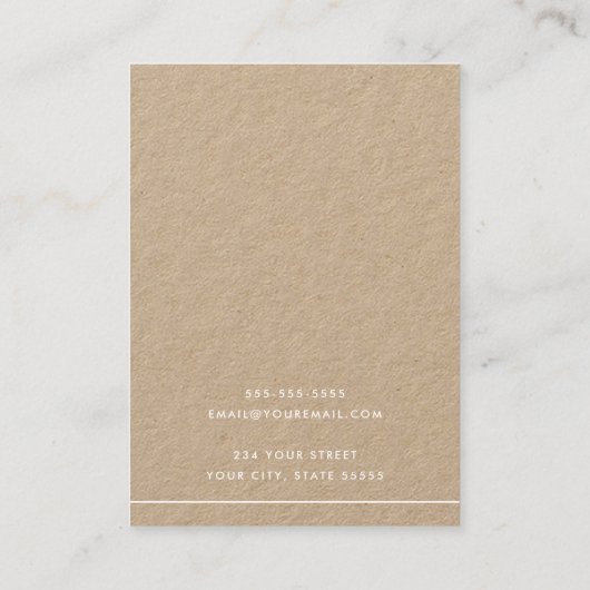 Minimalistische rand eenvoudige Kraft papier oorbe Visitekaartje (Achterkant)