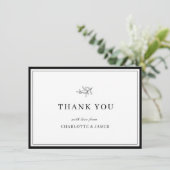 Minimalistische rand gebladerte blad bedankkaart (Staand voorkant)