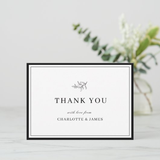 Minimalistische rand gebladerte blad dank je kaart (Staand voorkant)