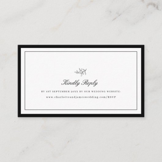 Minimalistische rand Leaf Wedding Website RSVP Enc Informatiekaartje (Voorkant)