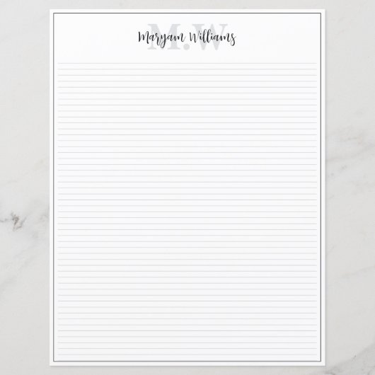 Minimalistische rand monogram briefpapier (Voorkant)