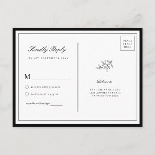 Minimalistische rand sierlijk blad RSVP kaart