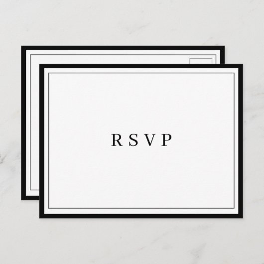 Minimalistische rand sierlijk blad RSVP kaart (Voorkant / Achterkant)